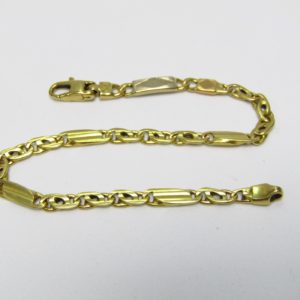Pulsera barbada en Oro Tricolor. 18k.