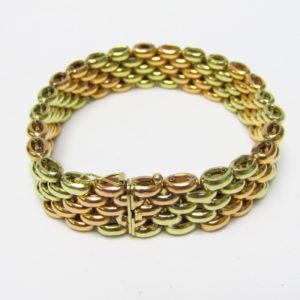 Pulsera Bicolor de eslabones alternos en Oro Amarillo y Oro Rosa de 18K. 30,10 gr.