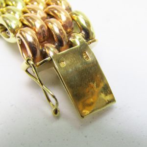 Pulsera Bicolor de eslabones alternos en Oro Amarillo y Oro Rosa de 18K. 30,10 gr.