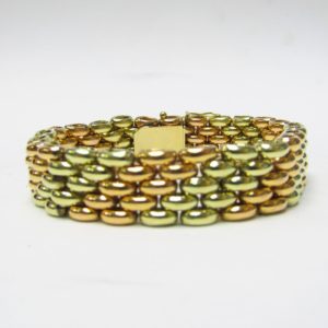 Pulsera Bicolor de eslabones alternos en Oro Amarillo y Oro Rosa de 18K. 30,10 gr.