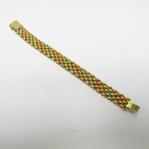 Pulsera Bicolor de eslabones alternos en Oro Amarillo y Oro Rosa de 18K. 30,10 gr.