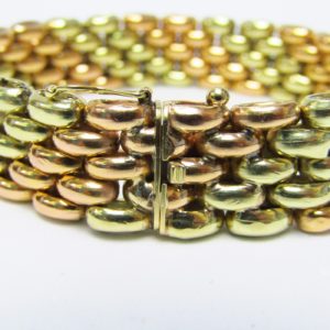 Pulsera Bicolor de eslabones alternos en Oro Amarillo y Oro Rosa de 18K. 30,10 gr.