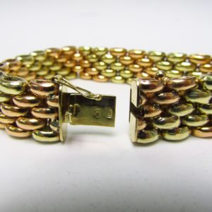 Pulsera Bicolor de eslabones alternos en Oro Amarillo y Oro Rosa de 18K. 30,10 gr.