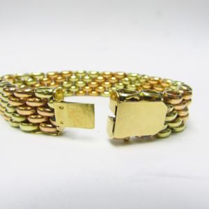 Pulsera Bicolor de eslabones alternos en Oro Amarillo y Oro Rosa de 18K. 30,10 gr.