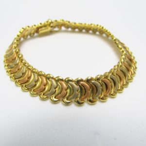 Pulsera de Oro de 18k bicolor, liso y matizado.