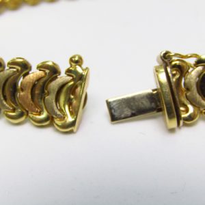 Pulsera de Oro de 18k bicolor, liso y matizado.