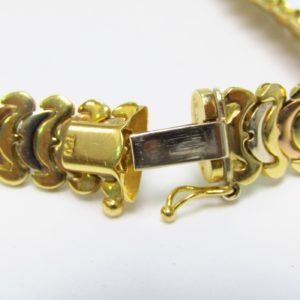 Pulsera de Oro de 18k bicolor, liso y matizado.