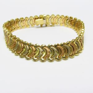 Pulsera de Oro de 18k bicolor, liso y matizado.