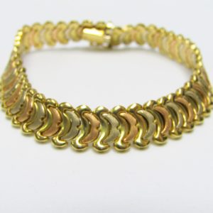 Pulsera de Oro de 18k bicolor, liso y matizado.