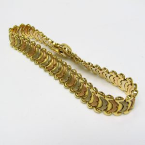 Pulsera de Oro de 18k bicolor, liso y matizado.