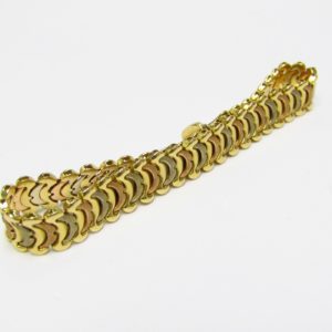 Pulsera de Oro de 18k bicolor, liso y matizado.