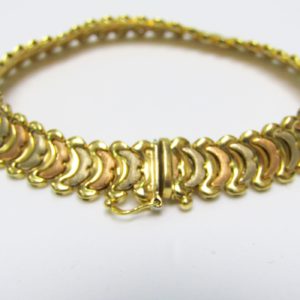 Pulsera de Oro de 18k bicolor, liso y matizado.