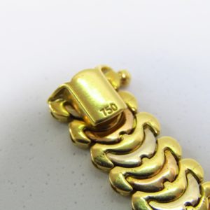 Pulsera de Oro de 18k bicolor, liso y matizado.