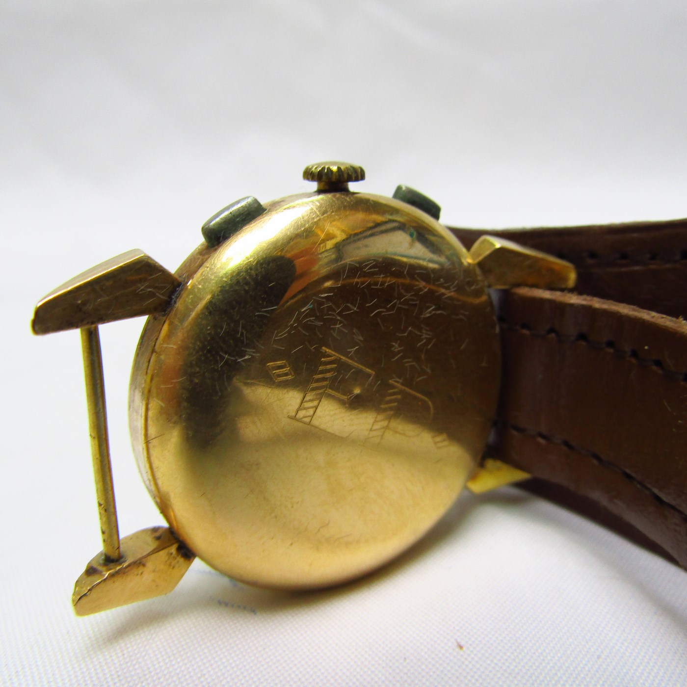 SPORTING. Reloj Cronógrafo de pulsera para caballero. Oro 18k. Ca. 1920.