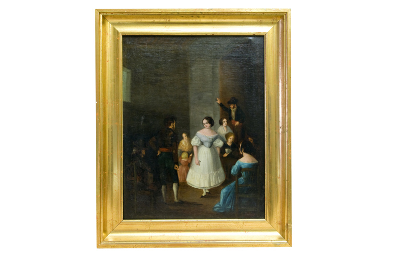 VALERIANO DOMÍNGUEZ BÉCQUER. Óleo sobre lienzo. ""Escena de interior" VALERIANO DOMÍNGUEZ BÉCQUER. Óleo sobre lienzo. ""Escena de interior"