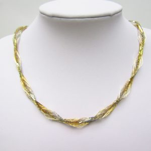 Collar Forxat en Oro Bicolor con eslabones angulados. Oro 18k. 13,56 gr.