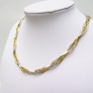 Collar Forxat en Oro Bicolor con eslabones angulados. Oro 18k. 13,56 gr.