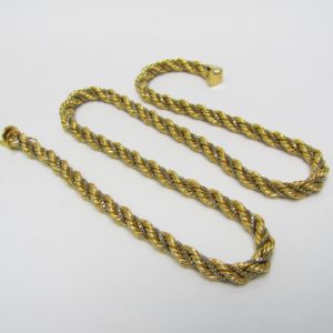 Cordón Salomónico con cadena Veneciana en Oro Bicolor de 18k. Peso: 47,20 gr.