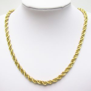 Cordón Salomónico con cadena Veneciana en Oro Bicolor de 18k. Peso: 47,20 gr.