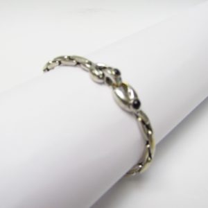 Pulsera Articulada en Oro Blanco de 18k con cabujones de zafiro. 11,62 gr.
