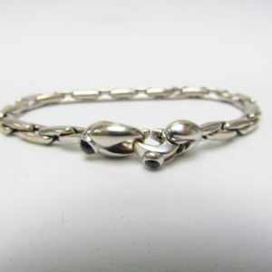 Pulsera Articulada en Oro Blanco de 18k con cabujones de zafiro. 11,62 gr.
