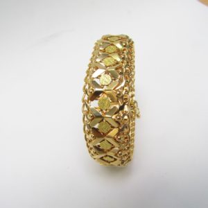 Pulsera de Oro Doble Barbada, calada y articulada. 18k. 58 gr.
