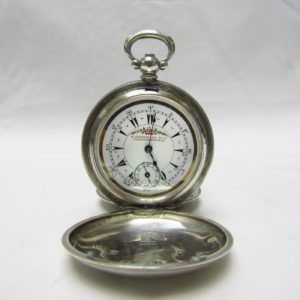 BILLODES. Reloj suizo de Bolsillo, saboneta. Plata de Ley. Siglo XIX.