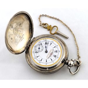 BILLODES. Reloj suizo de Bolsillo, saboneta. Plata de Ley. Siglo XIX.