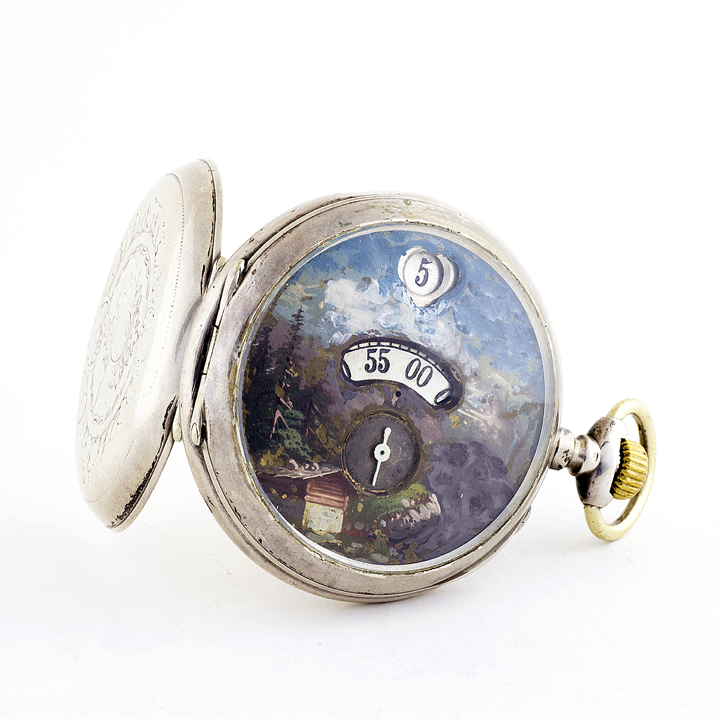 Fabricante Suizo - Horas y Minutos Saltantes - Reloj de bolsillo para Hombre. Ca. 1890. Fabricante Suizo - Horas y Minutos Saltantes - Reloj de bolsillo para Hombre. Ca. 1890.