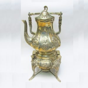 FLORENTINA. Samovar con mechero en Plata. Bogotá, s.XX.