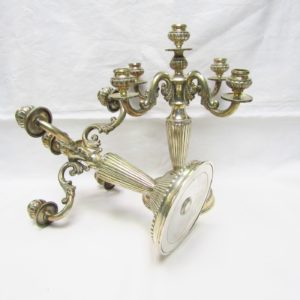 J. FUSET. Pareja de candelabros de cinco luces en plata. España. Siglo XX.