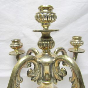 J. FUSET. Pareja de candelabros de cinco luces en plata. España. Siglo XX.