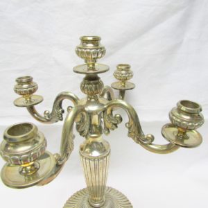 J. FUSET. Pareja de candelabros de cinco luces en plata. España. Siglo XX.