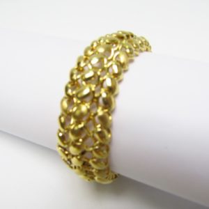 Loris Furini. Pulsera de malla Ancha en Oro Liso y Matizado, con tres filas de eslabones. 26,60 gr.