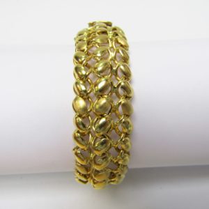 Loris Furini. Pulsera de malla Ancha en Oro Liso y Matizado, con tres filas de eslabones. 26,60 gr.