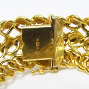 Loris Furini. Pulsera de malla Ancha en Oro Liso y Matizado, con tres filas de eslabones. 26,60 gr.
