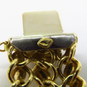 Loris Furini. Pulsera de malla Ancha en Oro Liso y Matizado, con tres filas de eslabones. 26,60 gr.