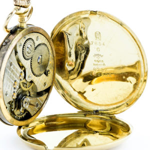 C.Coppel para MZA. Reloj de Bolsillo, saboneta y remontoir. Ca. 1890. Oro 18k.