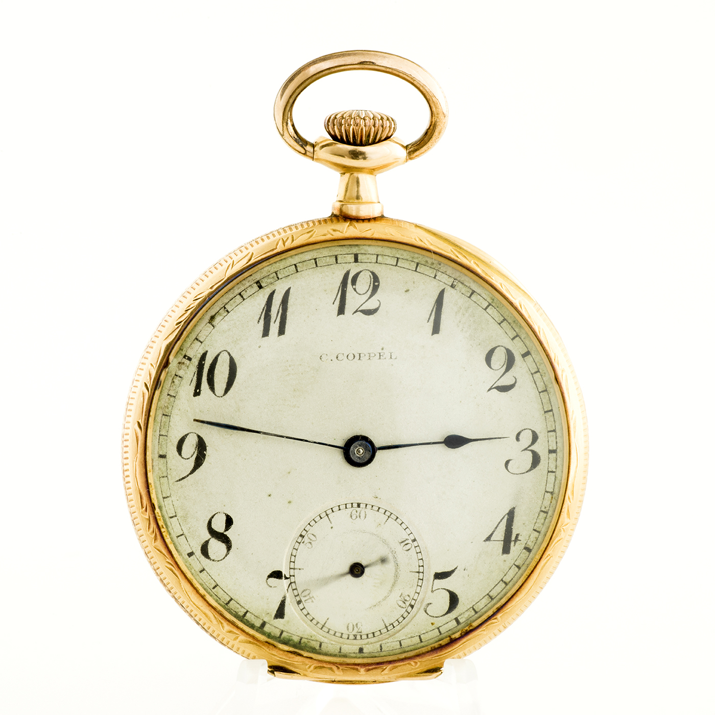 C. Coppél. Suiza. Reloj de bolsillo, lepine y remontoir. Pps. Siglo XX. Oro 18k.