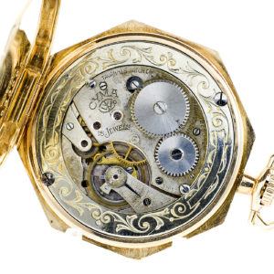 Cyma. Reloj de bolsillo de caballero, lepine y remontoir. Suiza, 1920. Oro 14k.