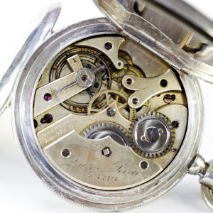 DROZ & PERRET. Reloj de Bolsillo, saboneta y remontoir. St. Imier, Suiza, ca. 1880.
