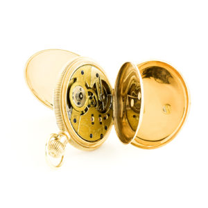 Dueber. Reloj de bolsillo, de caballero y colgar, saboneta, remontoir. Oro 14k.
