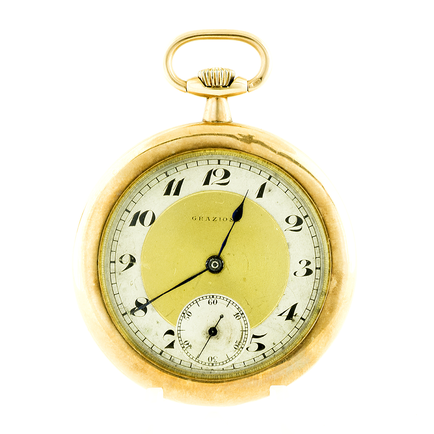 GRAZIOSA. Reloj de bolsillo para caballero, Lepine y remontoir. Pps. siglo xx. Oro 14k.