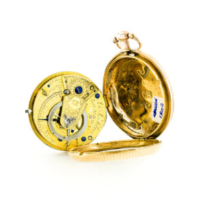 J.S. SILVER (Londres). Reloj de Bolsillo, Verge Fusee. Londres, año 1809. Oro 18k.