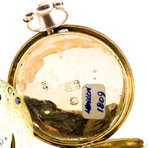 J.S. SILVER (Londres). Reloj de Bolsillo, Verge Fusee. Londres, año 1809. Oro 18k.