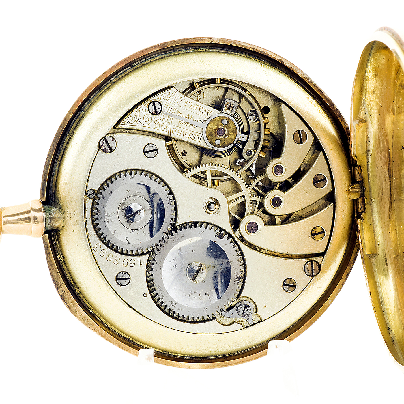Longines. Reloj de bolsillo, lepine y remontoir. Ca. 1904. Oro 18k.
