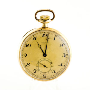 Longines. Reloj de bolsillo, lepine y remontoir. Oro 14k. Ca. 1922