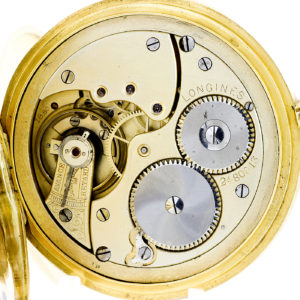 Longines. Reloj de Bolsillo para caballero, saboneta y remontoir. Año 1910. Oro 18k.