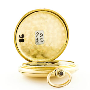 Longines. Reloj de Bolsillo para caballero, saboneta y remontoir. Año 1910. Oro 18k.