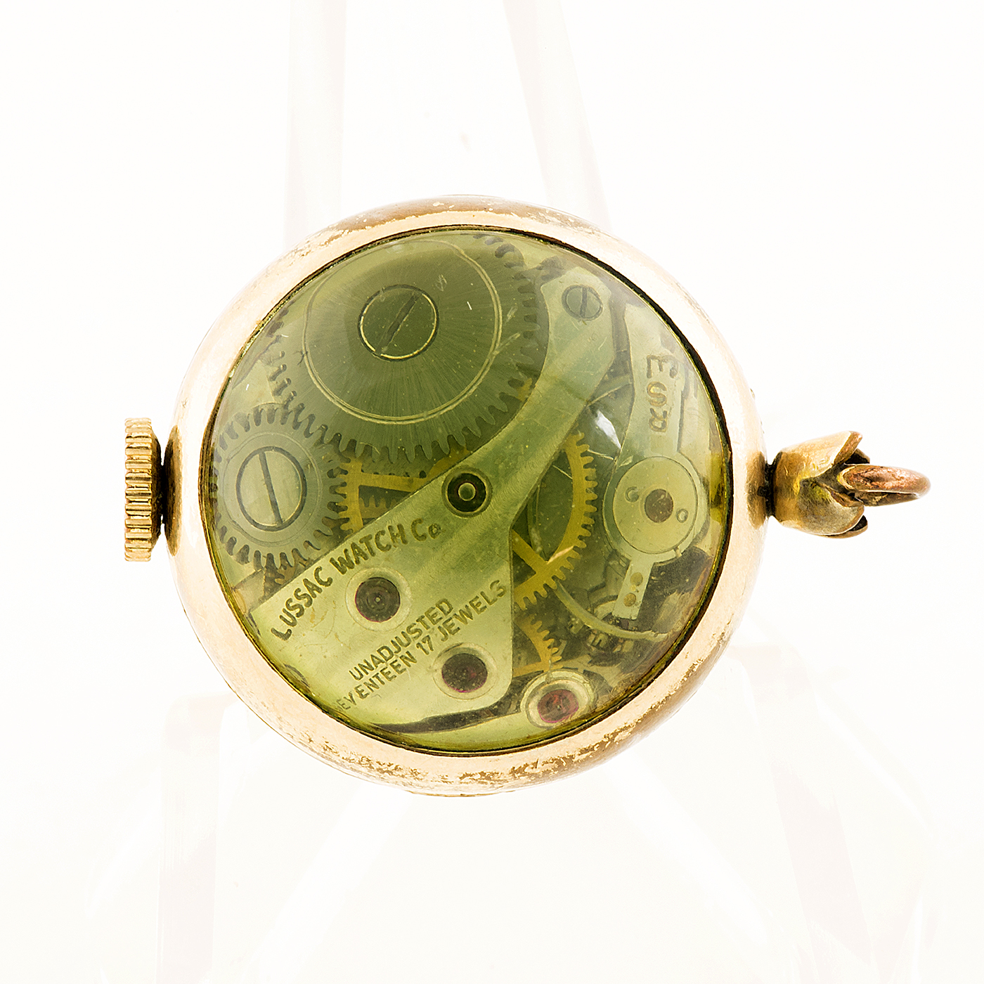 Lussac Watch Co. Reloj de Bolsillo, colgar, en forma de esfera, lepine y remontoir. USA, Ca.1955